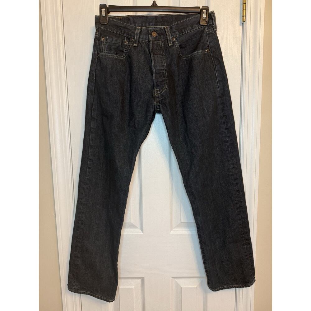 Levi's Dark Wash Blue Denim Straight Jeans Button Fly- SIZE 4 WAIST/28 INSEAM - Picture 2 of 9